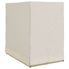 Vidaxl Dvojni ležalnik s streho in zavesami Bež 203 x 128 x 202 cm