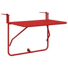 Vidaxl Viseca balkon miza Rdeča 60 x 39 x 65 cm Jeklo