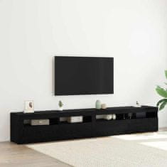 Vidaxl 3-delni set TV omar z LED lučmi Črna hrast inženirski les
