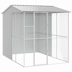 Vidaxl Ptičnik s shranjevanjem Siva 215 x 310 x 247 cm Pocinkano jeklo