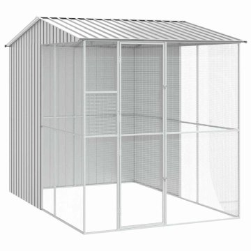 Vidaxl Ptičnik s shranjevanjem Siva 215 x 310 x 247 cm Pocinkano jeklo