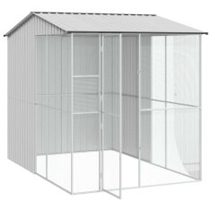Vidaxl Ptičnik s shranjevanjem Siva 215 x 310 x 247 cm Pocinkano jeklo