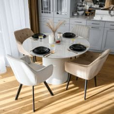 KONDELA Okrogla jedilna miza Mahir Tip 1 120 - beli marmor / bela