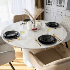 KONDELA Okrogla jedilna miza Mahir Tip 1 120 - beli marmor / bela