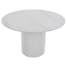 KONDELA Okrogla jedilna miza Mahir Tip 1 120 - beli marmor / bela