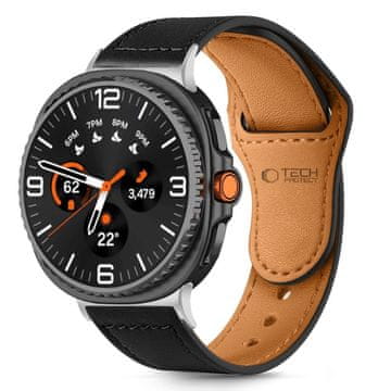 Tech-protect Leather Fit pašček za Samsung Galaxy Watch 8 / Classic (40 / 44 / 46mm), black