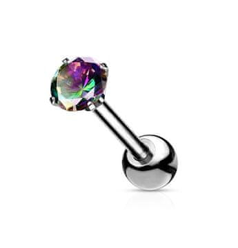 Piercing uhani z mavričnim kristalom