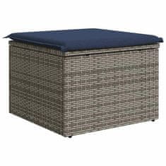 Vidaxl Vrtna klop s blazino siva 55x55x37 cm, poli ratan