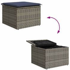 Vidaxl Vrtna klop s blazino siva 55x55x37 cm, poli ratan