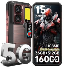 Oukitel WP 300 5G Robustni telefon, 16000mAh Baterija, 108MP, Android 15(12GB+512GB NFC), Rdeč