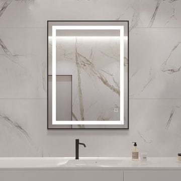 S6 Steklarstvo Šest LED ogledalo S66E s črnim okvirjem, 60x80cm / 80x60cm