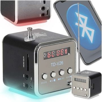 Ikonka Aga Polnilni prenosni radio Bluetooth LCD zvočnik TD-V26