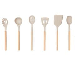 Alpina komplet kuhinjskih pripomočkov, silikon, bambus, 12 kos, bež + stojalo