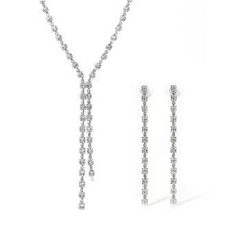 Troli Osupljiv komplet nakita s prozornimi kristali (ogrlica, uhani)