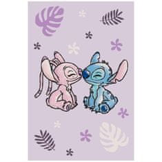 Disney DISNEY Stitch Svetlo vijolična MEHKA odeja POLAROVI FLISOVI, pregrinjalo za otroško posteljo 100x150 cm, OEKO-TEX