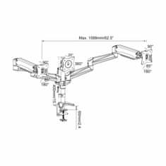 Digitus namizni nosilec za 3x monitor srebrno/črn DA-90363