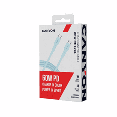 Canyon OnWire 60CL kabel, USB-C na USB-C, 60W, moder (CND-CCAP60AB10LBL)