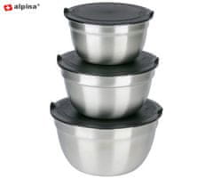 Alpina komplet posod za shranjevanje živil, nerjaveče jeklo, 3 kosi