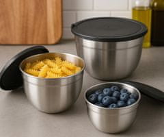 Alpina komplet posod za shranjevanje živil, nerjaveče jeklo, 3 kosi