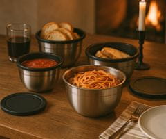 Alpina komplet posod za shranjevanje živil, nerjaveče jeklo, 3 kosi