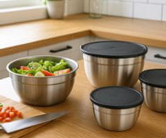 Alpina komplet posod za shranjevanje živil, nerjaveče jeklo, 3 kosi