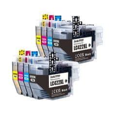 Toner123 Komplet Brother 2 x LC422XLVAL (2BK, 2C, 2M, 2Y) / MFC-J5340DW, MFC-J5345DW, MFC-J5740DW, MFC-J6540DW, MFC-J6940DW kompatibilne kartuše (8) - 2x črna XL, 2x cyan XL, 2x magenta XL, 2x rumena XL