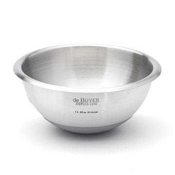 de Buyer Miska , 3373.16, nerezová, zaoblená miska se stupnicí, silikonové dno, 1 l, 16 cm