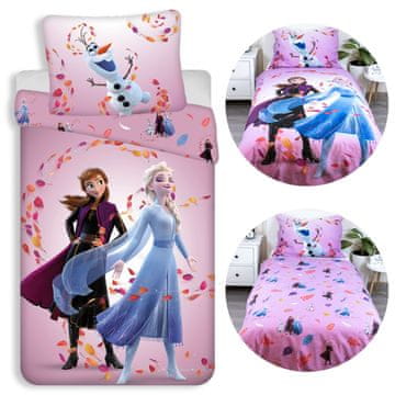 Disney DISNEY Frozen Vijolična DVOSTRANNA, bombažna otroška posteljnina z zadrgo, 100% BOMBAŽ 140x200cm+60x80cm OEKO-TEX