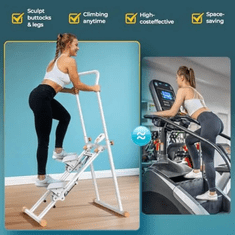 Smania Stopniščni steper z ročajem StepFIT - Črna | Fitnes naprava za domačo uporabo | Kompaktna vadbena naprava