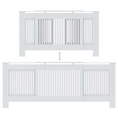 Vidaxl Pokrov za radiator MDF bel 205 cm