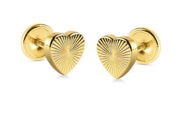 Brilio Romantični uhani v obliki srca iz rumenega zlata 14/195.401/17