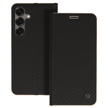 Havana Premium preklopna torbica Samsung Galaxy A16 - carbon črna z zlatim robom