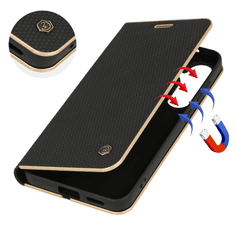 Havana Premium preklopna torbica Samsung Galaxy A26 - carbon črna z zlatim robom