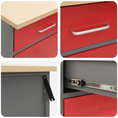 Vidaxl Delovna omara s predalom 4 pcs Rdeča 200 x 55 x 85 cm