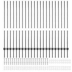 Vidaxl Ograjni stebri 44 pcs Siva 180 cm Jeklo