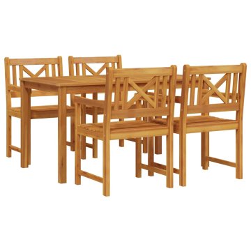 Vidaxl Komplet za jedilnico v vrtu 5 pcs Rjava Trden akacijev les