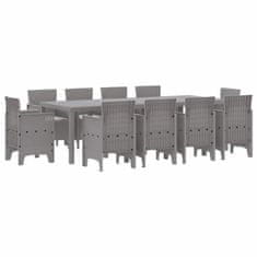Vidaxl Komplet za jedilnico v vrtu 11 pcs Svetlo siva Polt rattan