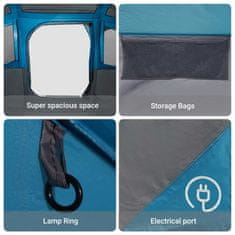 Vidaxl Družinski šotor s streho Modra in siva 435 x 255 x 216 cm