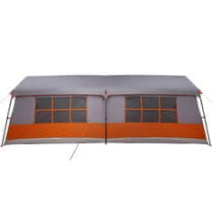 Vidaxl Družinski šotor s streho Siva in oranžna 622 x 295 x 238 cm