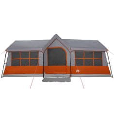 Vidaxl Družinski šotor s streho Siva in oranžna 622 x 295 x 238 cm