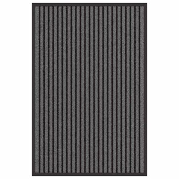 Vidaxl Doormat Striped Črna in siva 60 x 90 cm Polipropilen, PVC