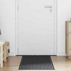 Vidaxl Doormat Striped Črna in siva 60 x 150 cm Polipropilen, PVC