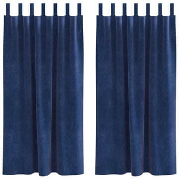 Vidaxl Zavese 2 pcs Temno modra 140 x 175 cm Žamet