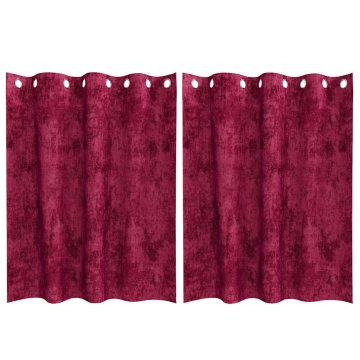 Vidaxl Zavesa z zavesami 2 pcs vinsko rdeča 140 x 140 cm Žamet
