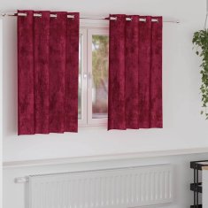 Vidaxl Zavesa z zavesami 2 pcs vinsko rdeča 140 x 140 cm Žamet
