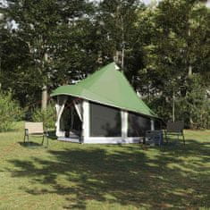 Vidaxl Družinski tipi šotor s streho Zelena 404 x 370 x 270 cm