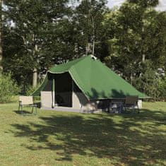 Vidaxl Družinski tipi šotor Zelena in Rjava 358 x 296 x 258 cm