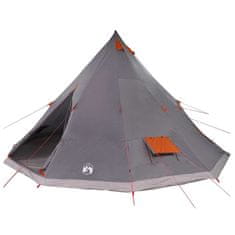 Vidaxl Družinski tipi šotor Siva in oranžna 560 x 560 x 300 cm