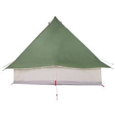 Vidaxl Družinski tipi šotor Zelena in Rjava 358 x 296 x 258 cm