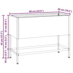 Vidaxl Povišano vrtnarsko korito Olivno zelena 60 x 26 x 45 cm Jeklo